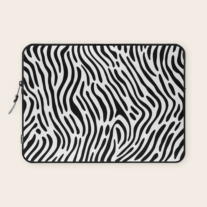 Black and white zebra stripe print art pattern Laptop Sleeve Gallery Image 1