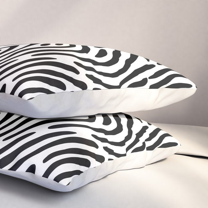 Black and white zebra stripe print art pattern Pillow Sham Gallery Image 3