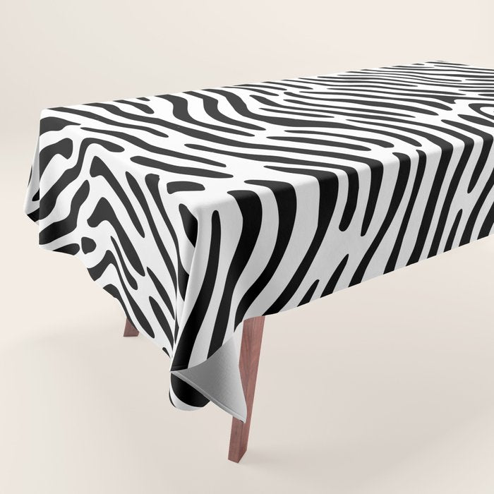 Black and white zebra stripe print art pattern Tablecloth Gallery Image 1