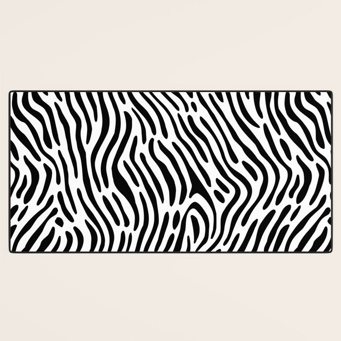 Black and white zebra stripe print art pattern Desk Mat Gallery Image 3