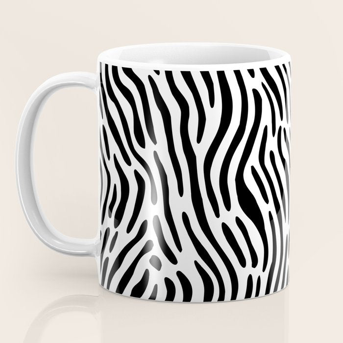 Black and white zebra stripe print art pattern Coffee Mug Gallery Image 3