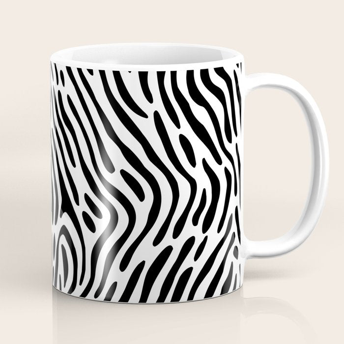 Black and white zebra stripe print art pattern Coffee Mug Gallery Image 1