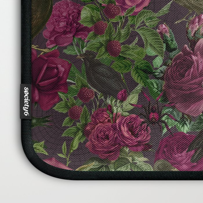 Burgundy Roses and Ravens Dark Gothic Pattern  Laptop Sleeve Gallery Image 3