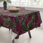 Burgundy Roses and Ravens Dark Gothic Pattern  Tablecloth Gallery Image 3