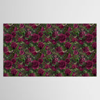 Burgundy Roses and Ravens Dark Gothic Pattern  Tablecloth Gallery Image 2