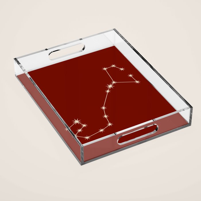 Scorpio Zodiac Star Constellation Line Art Ruby Red Acrylic Tray Gallery Image 1