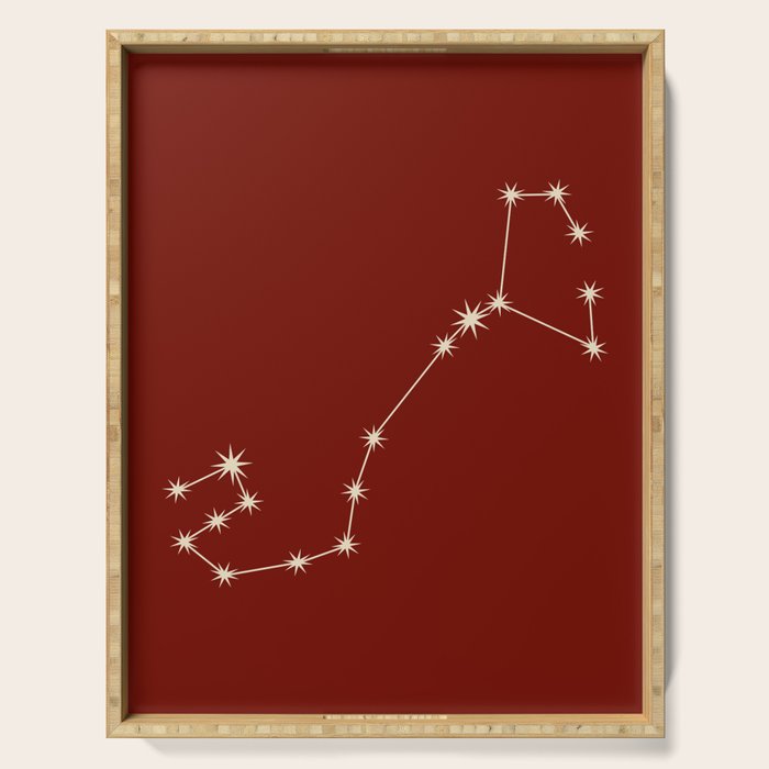 Scorpio Zodiac Star Constellation Line Art Ruby Red Serving Tray Gallery Image 1