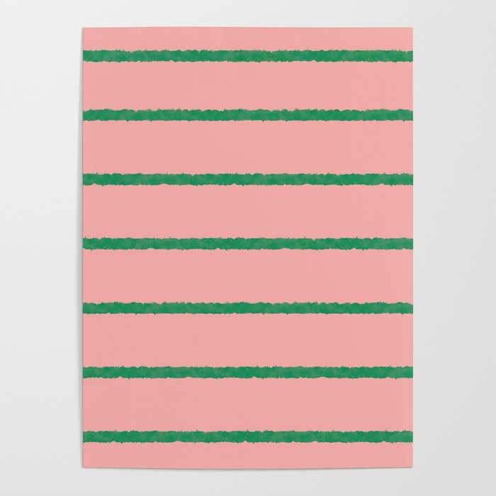 Miami Simple Stripe Pink and Green Pattern Poster Gallery Image 1