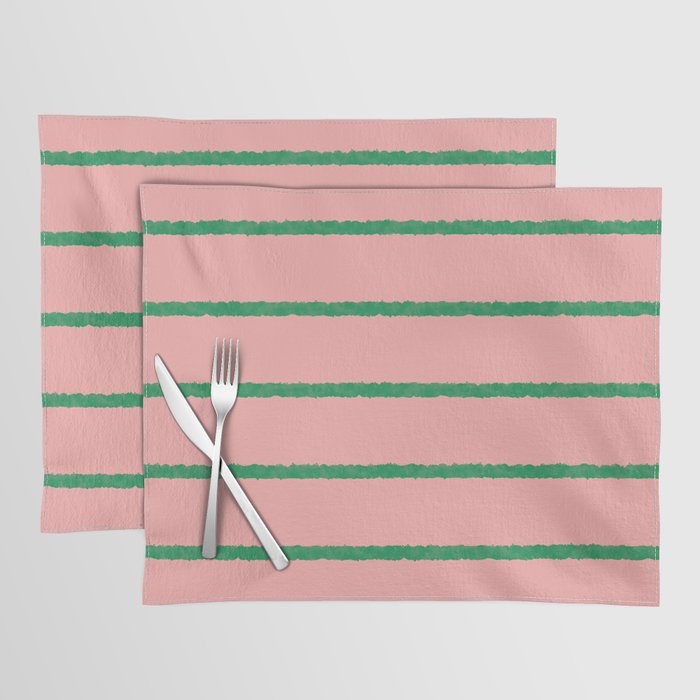 Miami Simple Stripe Pink and Green Pattern Placemat Gallery Image 1