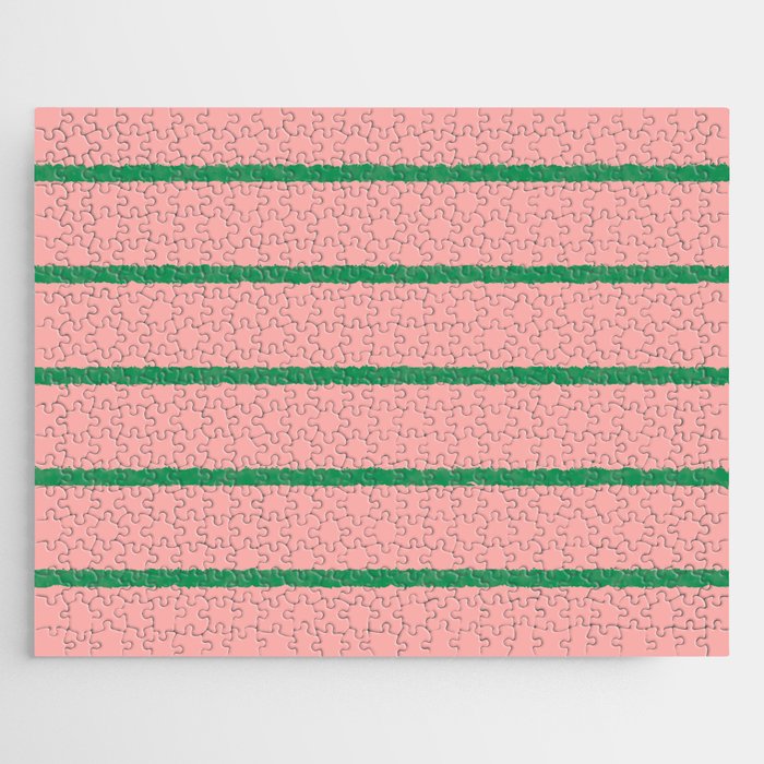 Miami Simple Stripe Pink and Green Pattern Jigsaw Puzzle Gallery Image 1