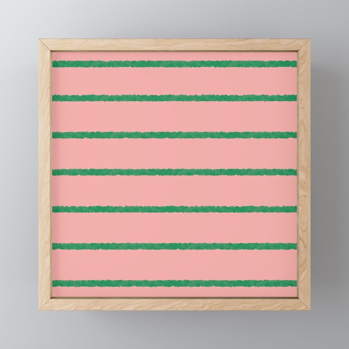 Miami Simple Stripe Pink and Green Pattern Mini Art Print Gallery Image 1