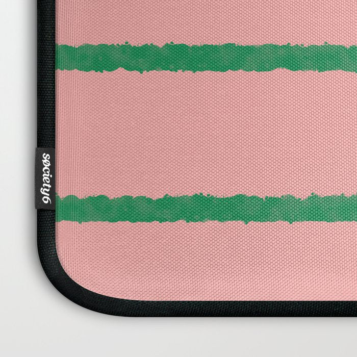 Miami Simple Stripe Pink and Green Pattern Laptop Sleeve Gallery Image 3