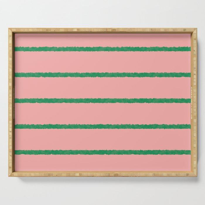 Miami Simple Stripe Pink and Green Pattern Serving Tray Gallery Image 1