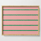 Miami Simple Stripe Pink and Green Pattern Serving Tray Gallery Image 1