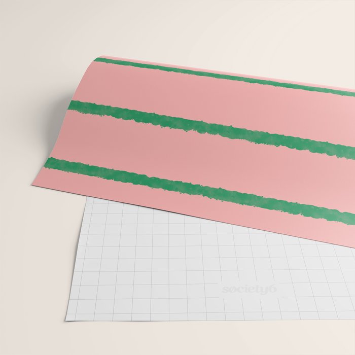 Miami Simple Stripe Pink and Green Pattern Wrapping Paper Gallery Image 2