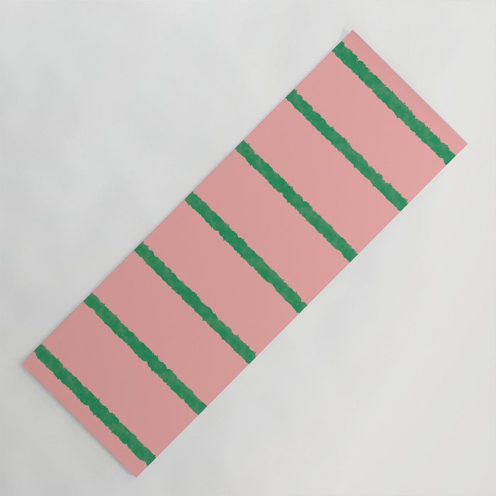 Miami Simple Stripe Pink and Green Pattern Yoga Mat Gallery Image 1
