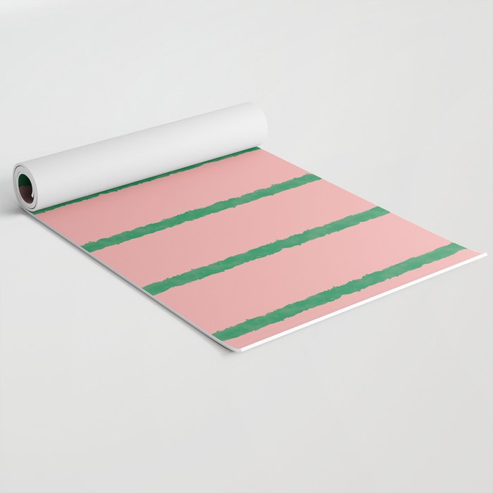 Miami Simple Stripe Pink and Green Pattern Yoga Mat Gallery Image 2