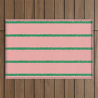 Miami Simple Stripe Pink and Green Pattern Outdoor Rug Gallery Image 1
