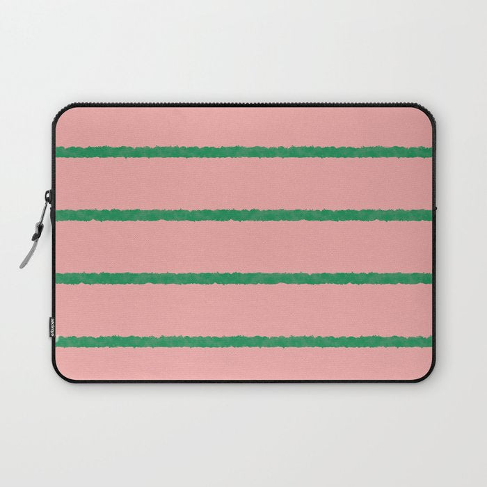 Miami Simple Stripe Pink and Green Pattern Laptop Sleeve Gallery Image 1