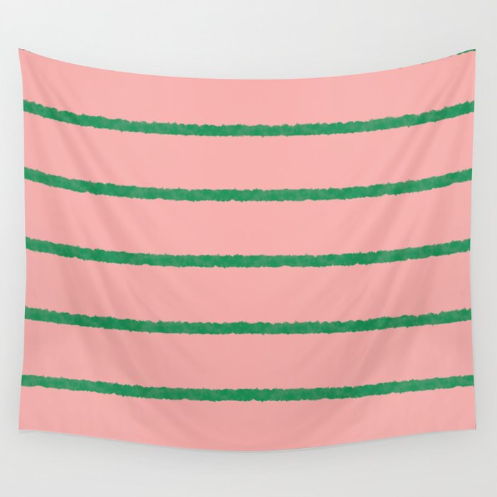 Miami Simple Stripe Pink and Green Pattern Wall Tapestry Gallery Image 4