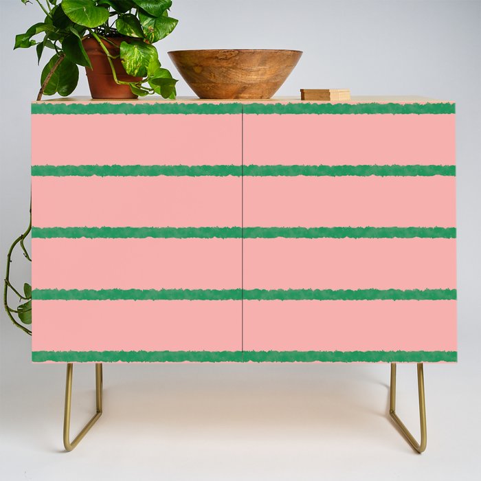 Miami Simple Stripe Pink and Green Pattern Credenza Gallery Image 1