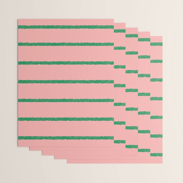Miami Simple Stripe Pink and Green Pattern Wrapping Paper Gallery Image 3
