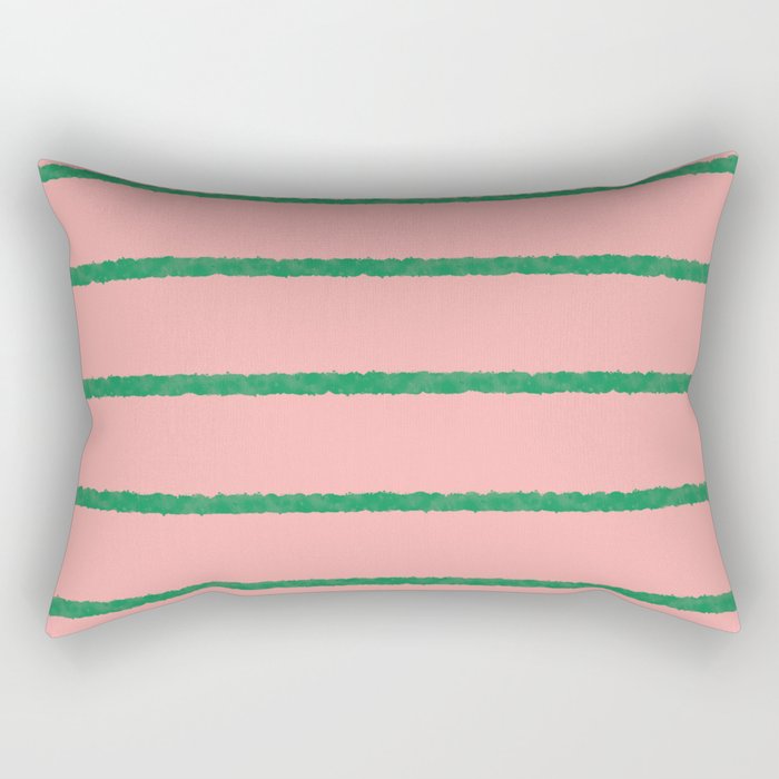 Miami Simple Stripe Pink and Green Pattern Rectangular Pillow Gallery Image 2