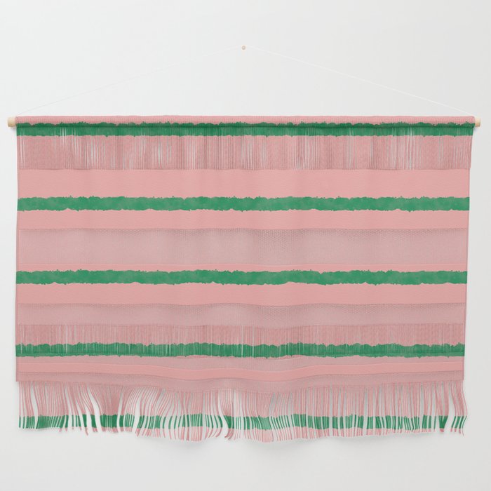 Miami Simple Stripe Pink and Green Pattern Wall Hanging Gallery Image 1