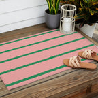 Miami Simple Stripe Pink and Green Pattern Outdoor Rug Gallery Image 2