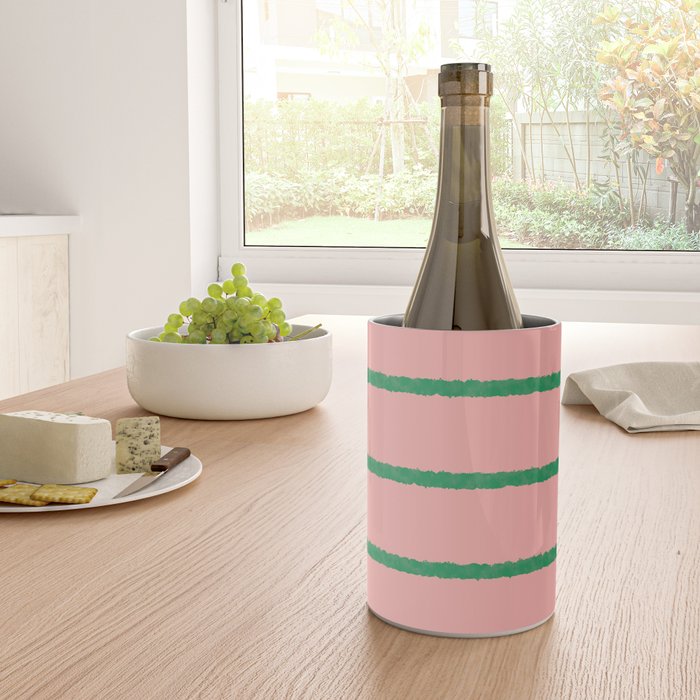 Miami Simple Stripe Pink and Green Pattern Wine Chiller Gallery Image 4