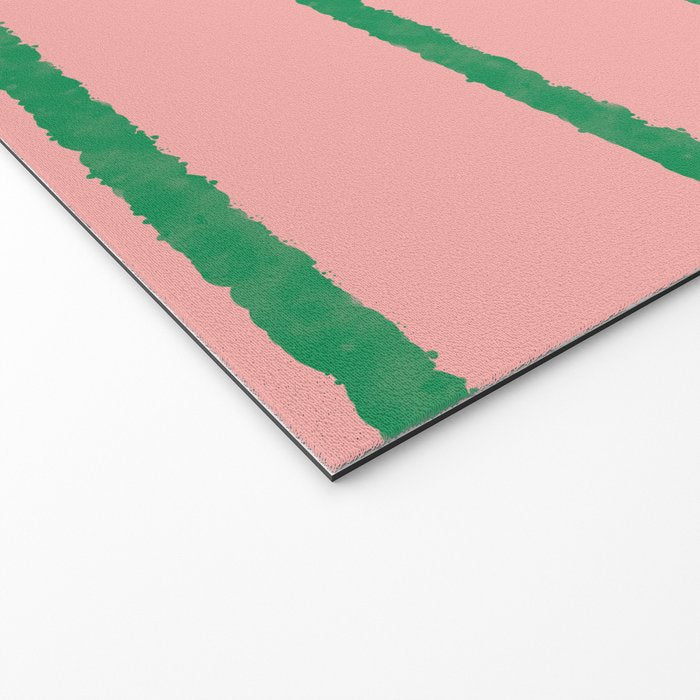 Miami Simple Stripe Pink and Green Pattern Welcome Mat Gallery Image 2