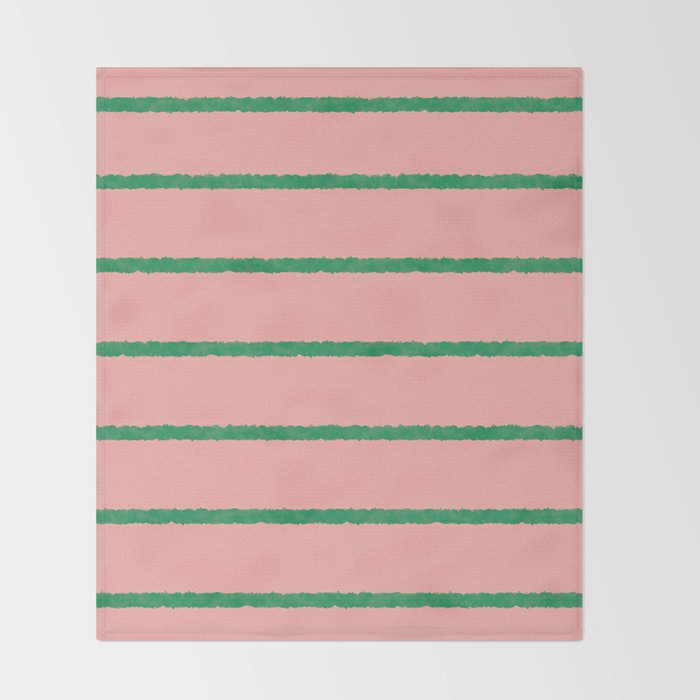 Miami Simple Stripe Pink and Green Pattern Throw Blanket Gallery Image 2
