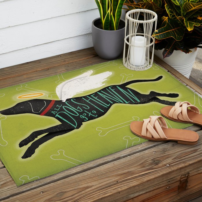 All Dogs Go To Heaven Black Dog Labrador  Outdoor Rug Gallery Image 2