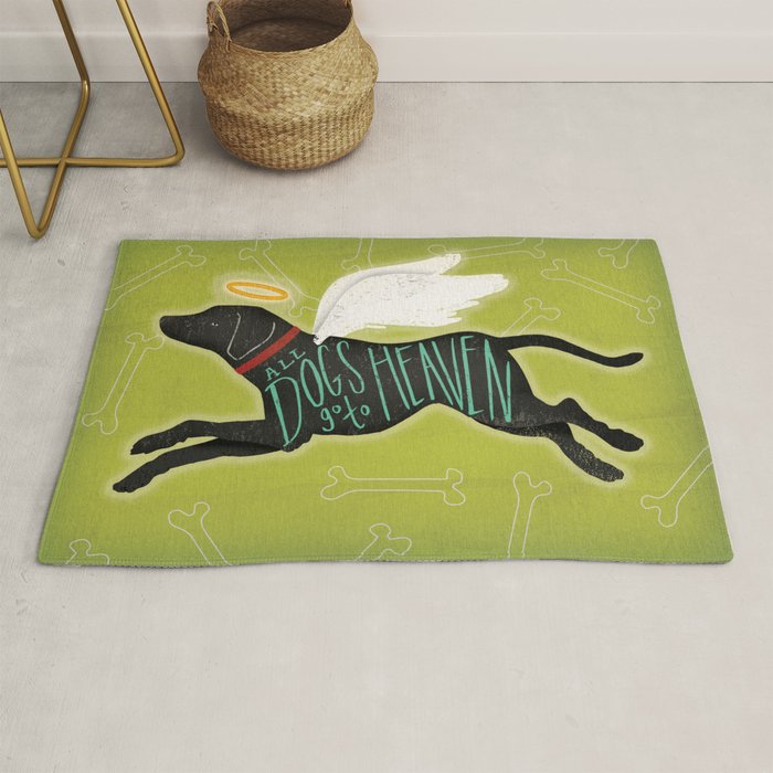 All Dogs Go To Heaven Black Dog Labrador  Rug Gallery Image 1