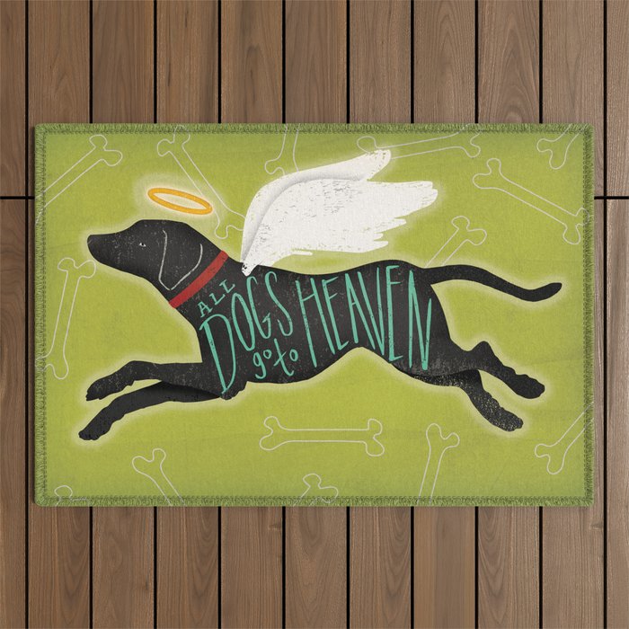 All Dogs Go To Heaven Black Dog Labrador  Outdoor Rug Gallery Image 1