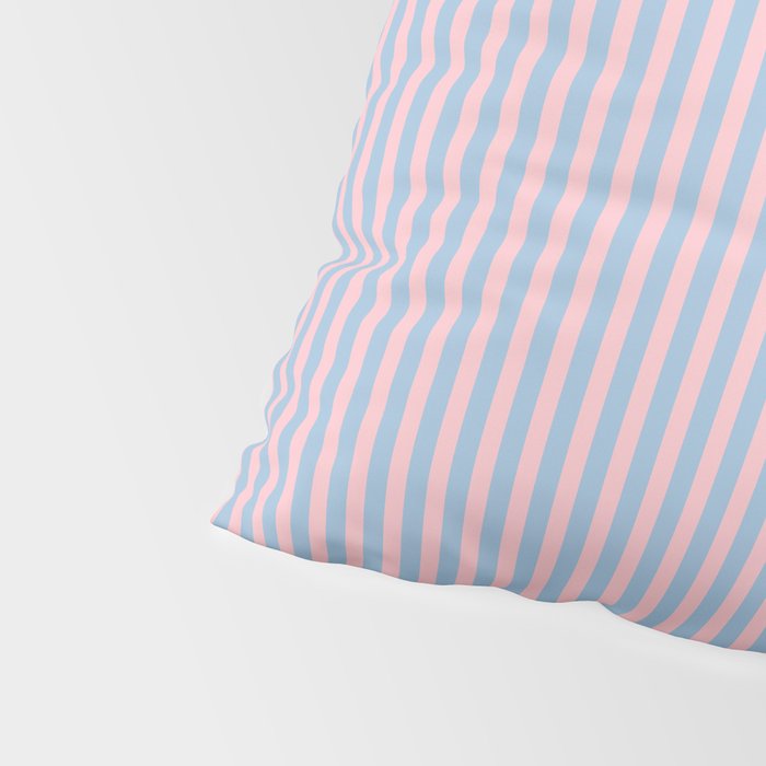 Ultra Fine Stripes Light Blue and Baby Pink Vertical Pattern Pillow Sham Gallery Image 4