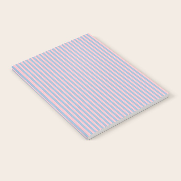 Ultra Fine Stripes Light Blue and Baby Pink Vertical Pattern Notebook Gallery Image 2