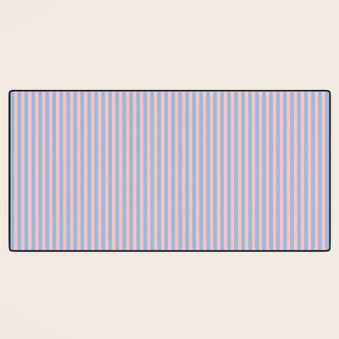 Ultra Fine Stripes Light Blue and Baby Pink Vertical Pattern Desk Mat Gallery Image 3