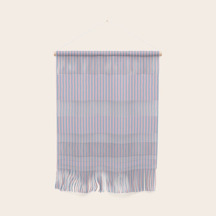 Ultra Fine Stripes Light Blue and Baby Pink Vertical Pattern Wall Hanging Gallery Image 1