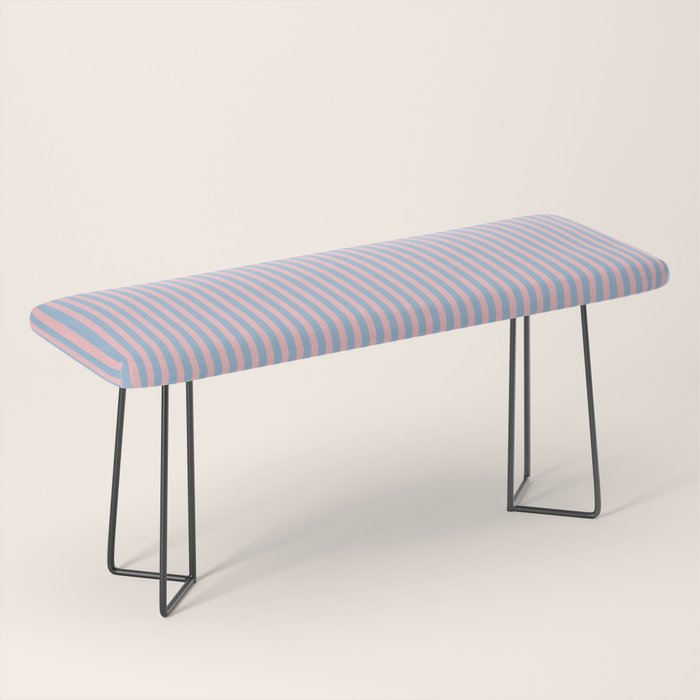 Ultra Fine Stripes Light Blue and Baby Pink Vertical Pattern Bench Gallery Image 1