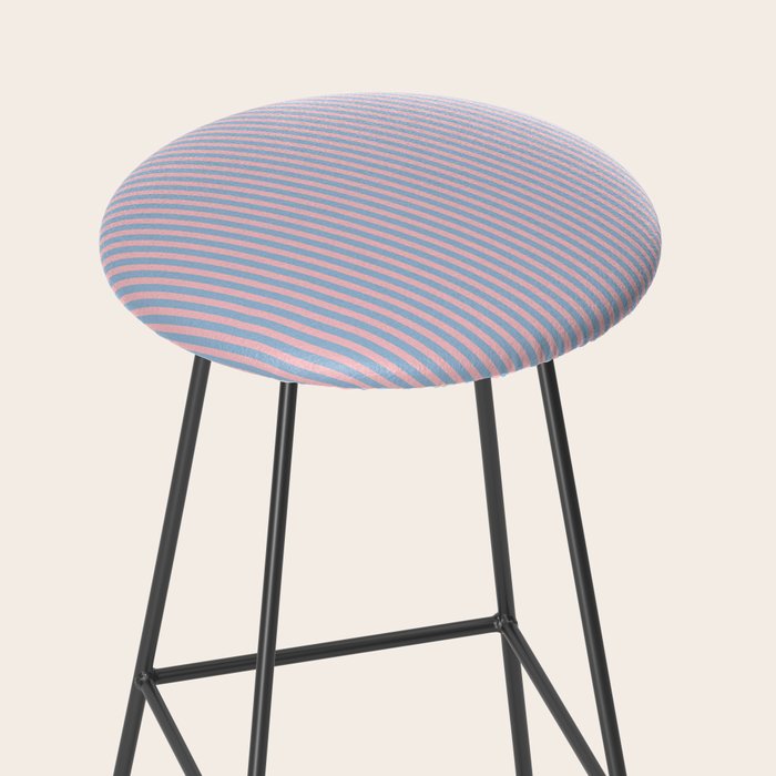 Ultra Fine Stripes Light Blue and Baby Pink Vertical Pattern Stool Gallery Image 2
