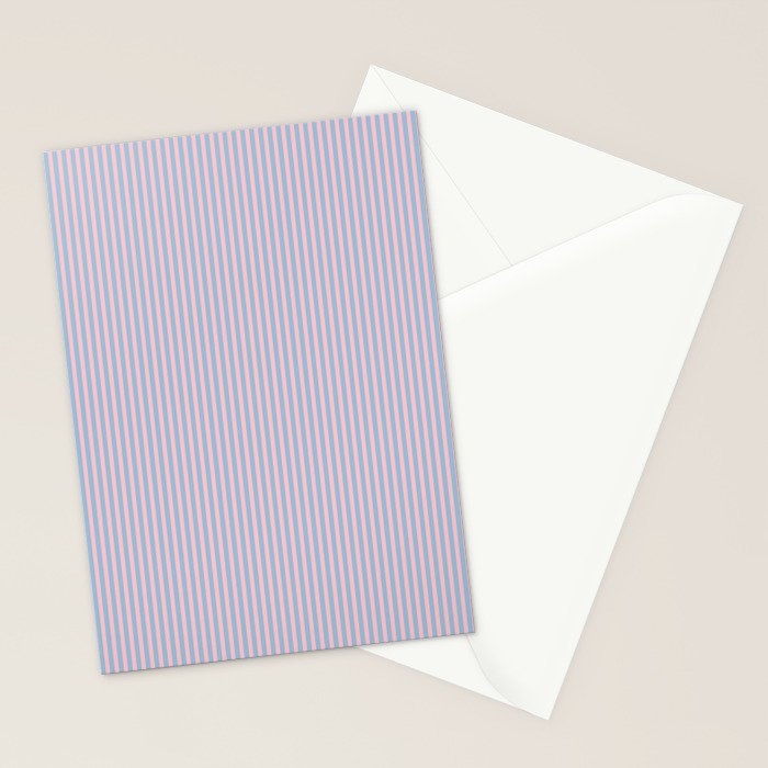 Ultra Fine Stripes Light Blue and Baby Pink Vertical Pattern Stationery Card Gallery Image 2