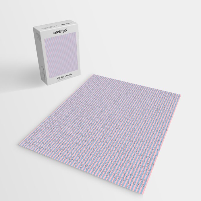 Ultra Fine Stripes Light Blue and Baby Pink Vertical Pattern Jigsaw Puzzle Gallery Image 2