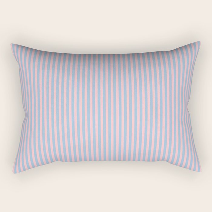 Ultra Fine Stripes Light Blue and Baby Pink Vertical Pattern Rectangular Pillow Gallery Image 2