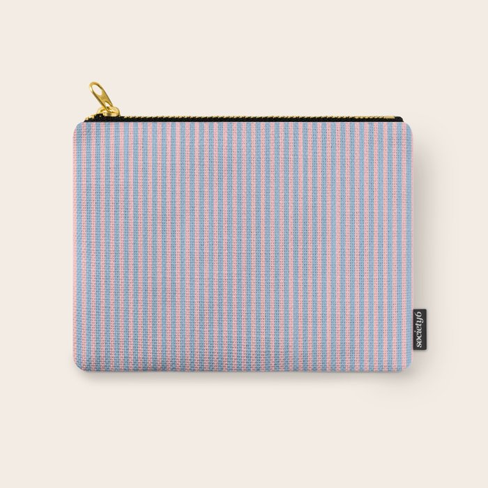 Ultra Fine Stripes Light Blue and Baby Pink Vertical Pattern Carry All Pouch Gallery Image 1