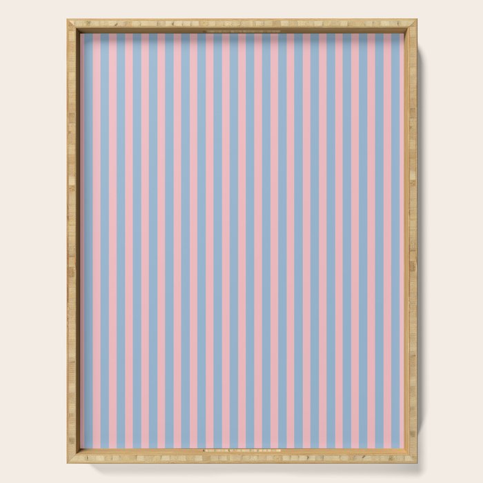 Ultra Fine Stripes Light Blue and Baby Pink Vertical Pattern Serving Tray Gallery Image 1