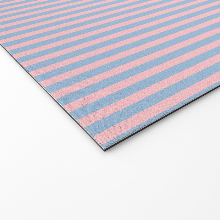 Ultra Fine Stripes Light Blue and Baby Pink Vertical Pattern Welcome Mat Gallery Image 2
