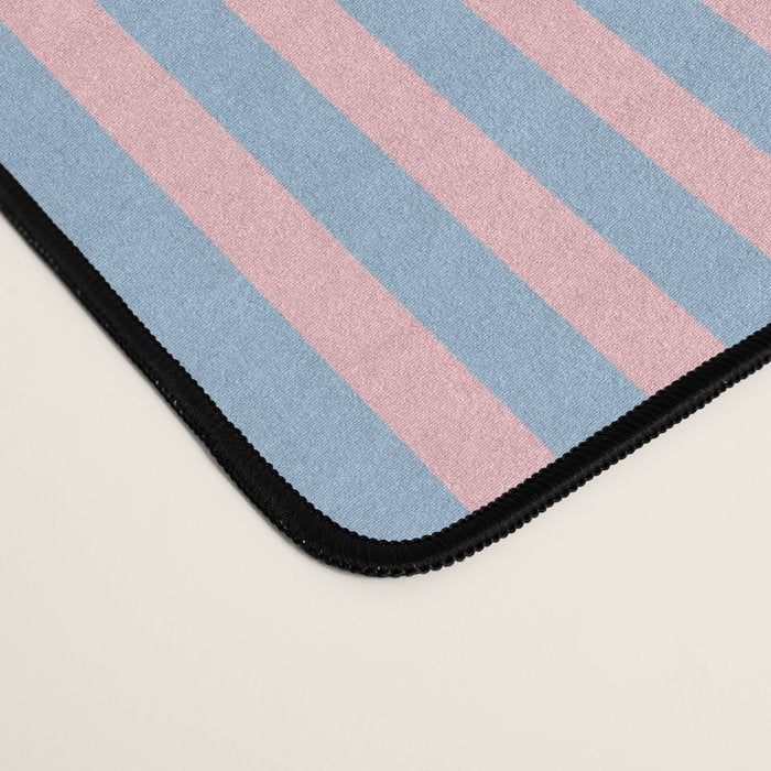 Ultra Fine Stripes Light Blue and Baby Pink Vertical Pattern Desk Mat Gallery Image 4