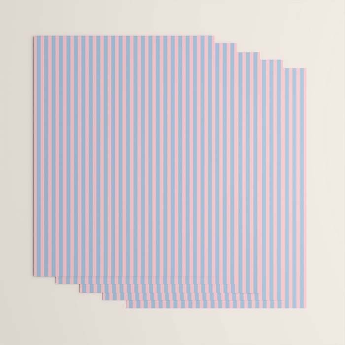 Ultra Fine Stripes Light Blue and Baby Pink Vertical Pattern Wrapping Paper Gallery Image 3