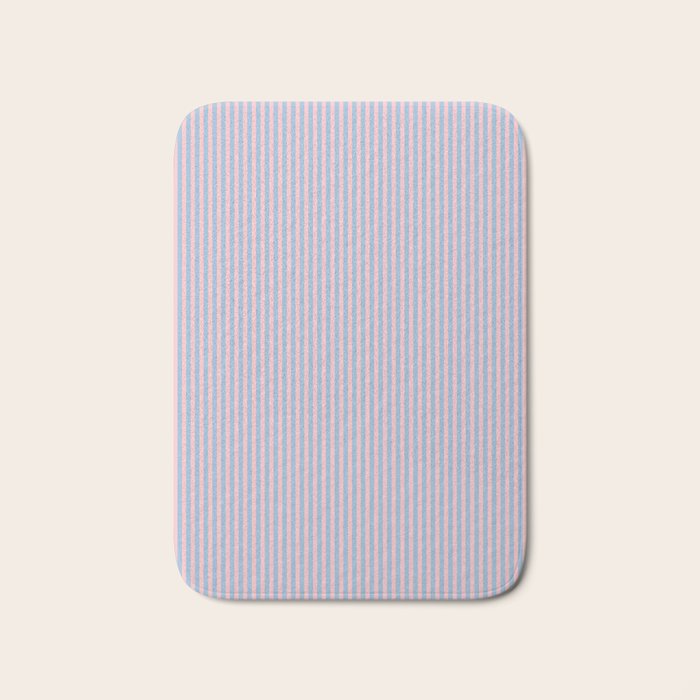 Ultra Fine Stripes Light Blue and Baby Pink Vertical Pattern Bath Mat Gallery Image 1